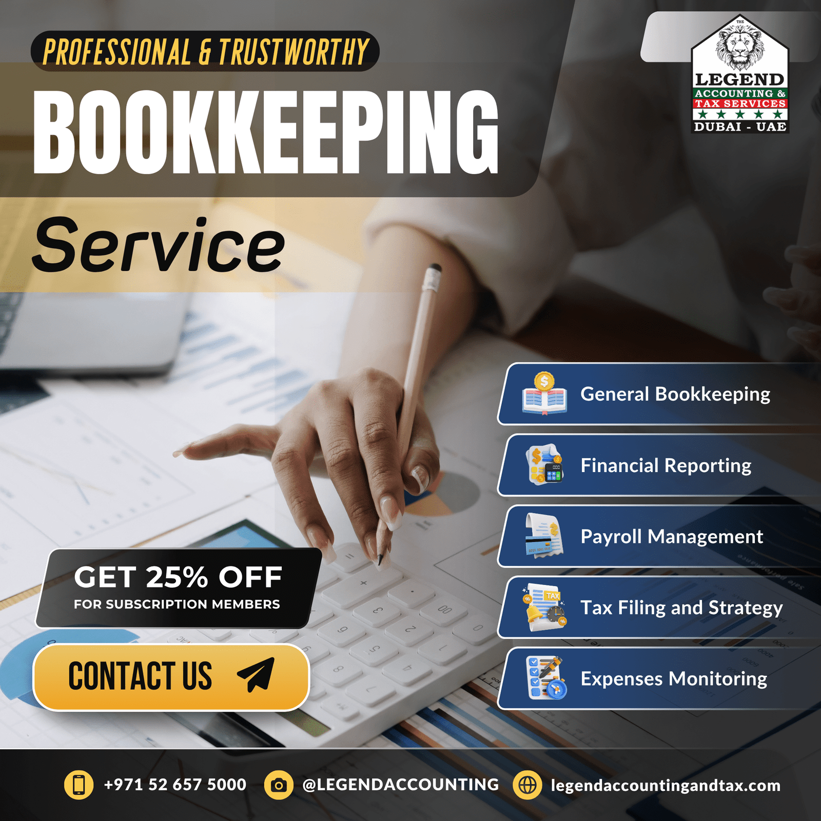 Bookkeeping, accounting, and tax services in the UAE. 